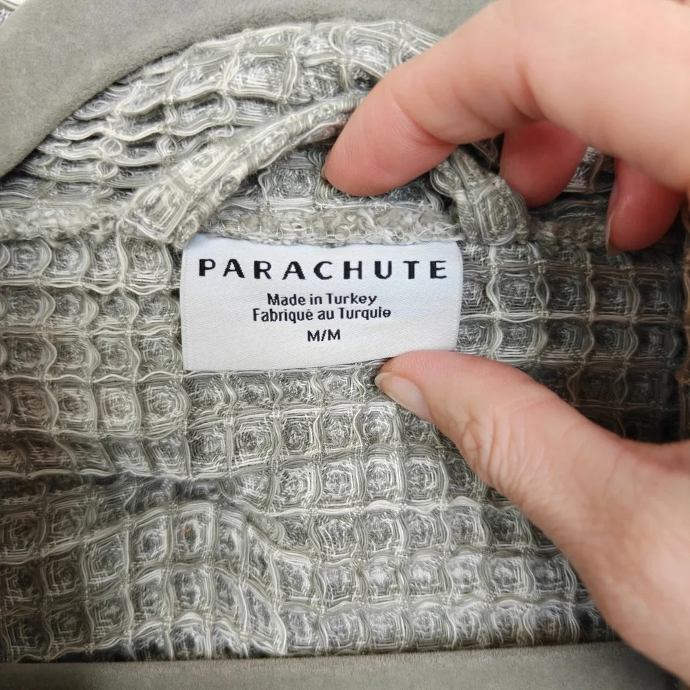 Parachute Womens Waffle Robe Medium Grey Textured Cotton Spa Loungewear
